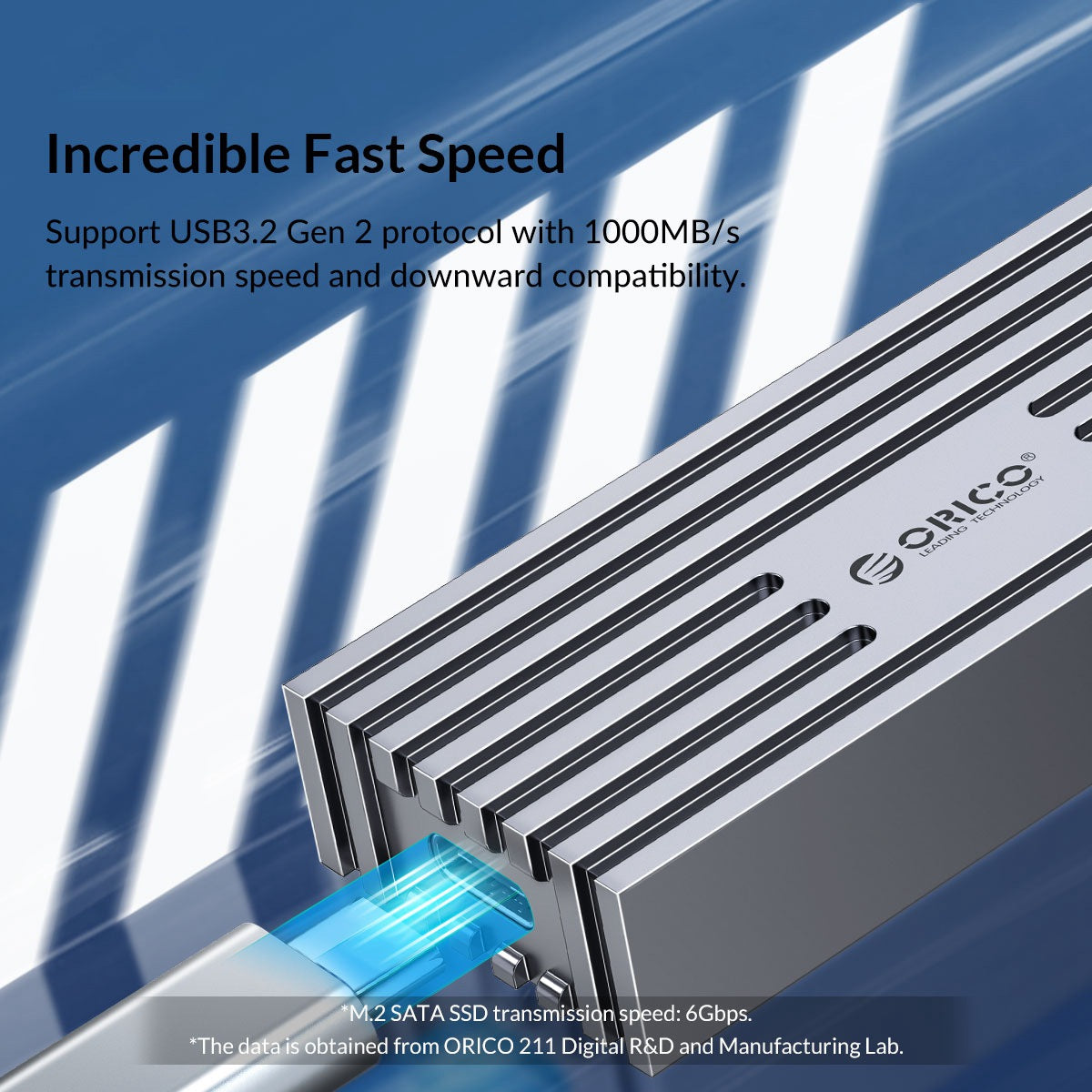 Uniqkart-M232C3-G2 M.2 NVMe SSD Case 10Gbps High Speed External Aluminum Alloy Hard Drive Enclosure Case - Silver
