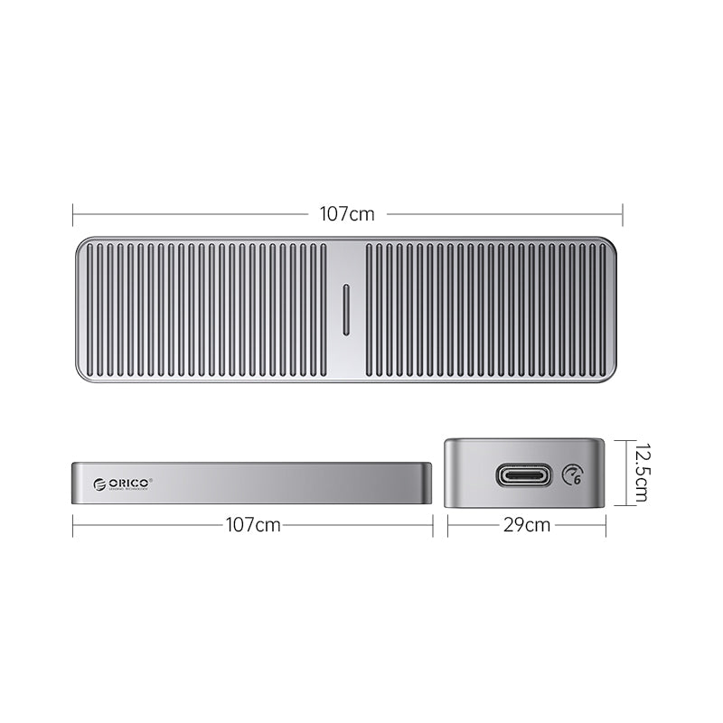 Uniqkart-M221C3 6Gbps M.2 NGFF SSD Case Aluminum Alloy Hard Drive Enclosure PC Laptop External Hard Disk Case - Grey