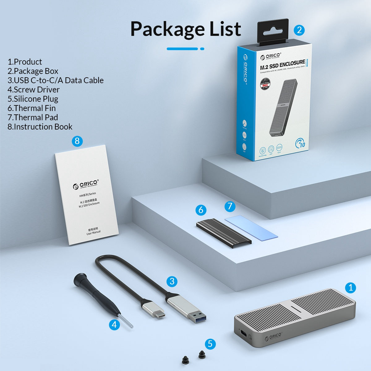 Uniqkart-M221C3 6Gbps M.2 NGFF SSD Case Aluminum Alloy Hard Drive Enclosure PC Laptop External Hard Disk Case - Silver