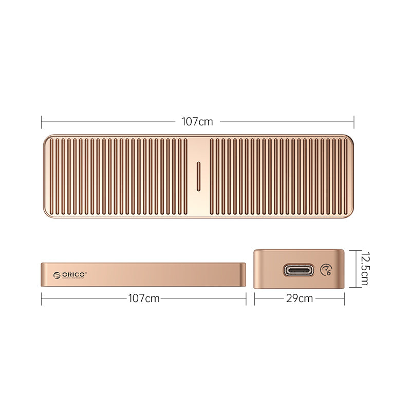 Uniqkart-M221C3 6Gbps M.2 NGFF SSD Case Aluminum Alloy Hard Drive Enclosure PC Laptop External Hard Disk Case - Gold
