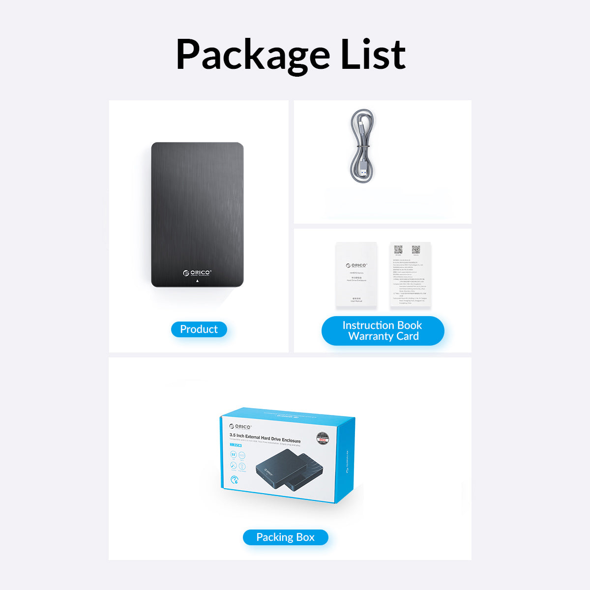 Uniqkart HM25U3 2.5-inch External Hard Disk Enclosure Compatible with 2.5 inch SATA Hard Disk Drive Box Support 5Gbps Fast Transmission