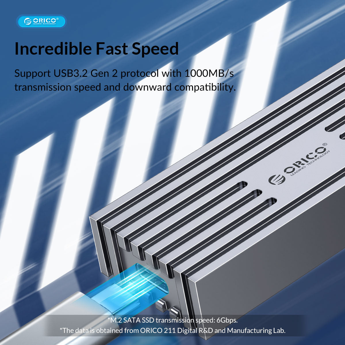 Uniqkart-M231C3 6Gbps SSD Case Aluminum Alloy M.2 SATA Hard Drive Enclosure Computer External Hard Disk Case - Silver