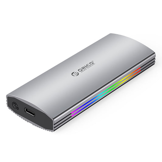 Uniqkart-M2R2-G2 10Gbps M.2 NVMe SSD Case RGB Light Design Hard Drive Enclosure Laptop PC External Hard Disk Case - Silver