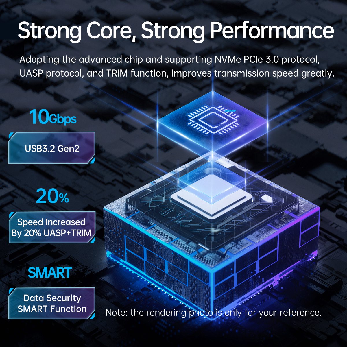Uniqkart-M2R2-G2 10Gbps M.2 NVMe SSD Case RGB Light Design Hard Drive Enclosure Laptop PC External Hard Disk Case - Silver