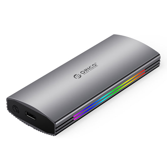 Uniqkart-M2R2-G2 10Gbps M.2 NVMe SSD Case RGB Light Design Hard Drive Enclosure Laptop PC External Hard Disk Case - Grey