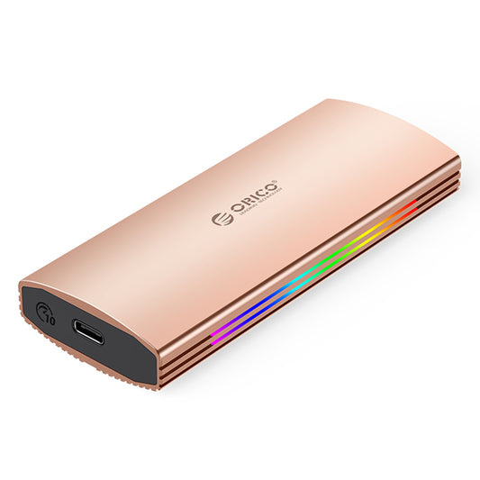 Uniqkart-M2R2-G2 10Gbps M.2 NVMe SSD Case RGB Light Design Hard Drive Enclosure Laptop PC External Hard Disk Case - Gold