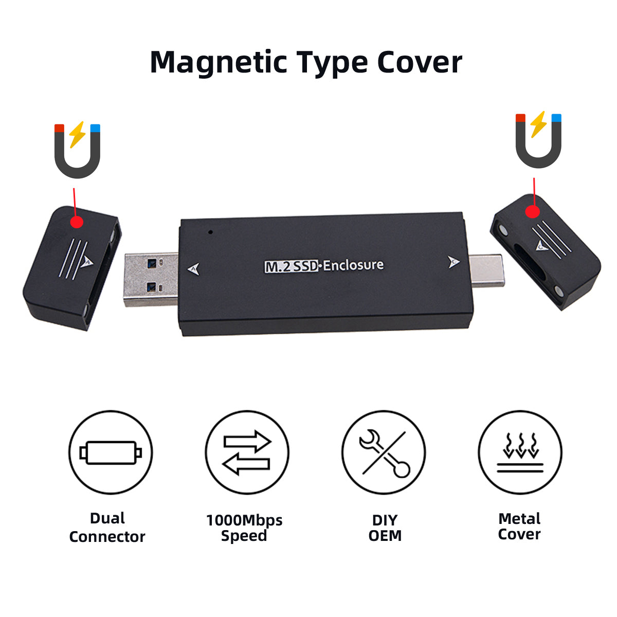 UC-057 Type-C &amp; USB3.0 to NVME M-Key M.2 NGFF SATA SSD PCBA Case 2230 / 2242mm Adapter RTL9210B Chipset