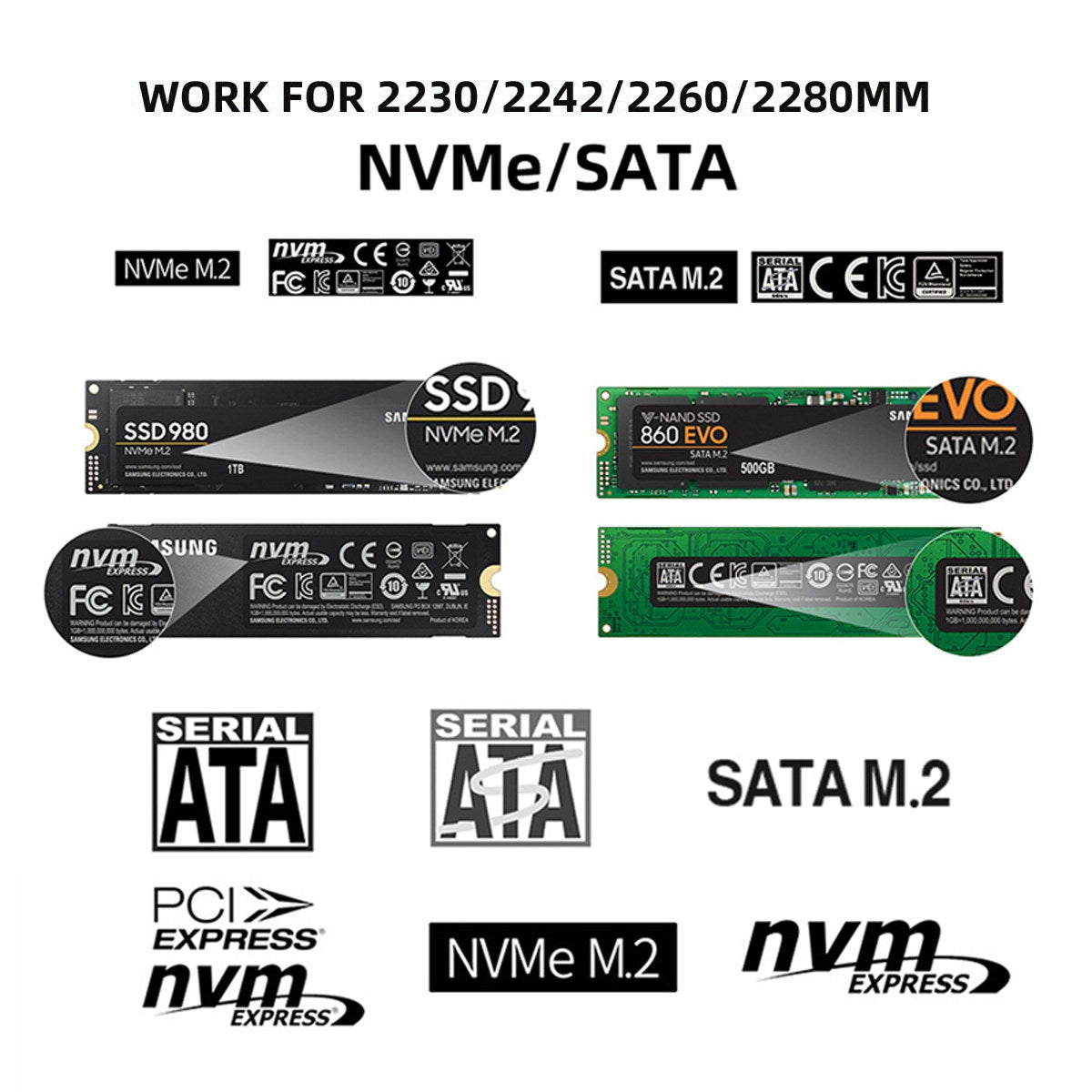 UC-057-2280MM Combo Type-C + USB3.0 to NVME M-key M.2 NGFF SATA SSD PCBA Case 2280 / 2242 / 2230mm RTL9210B Chipset
