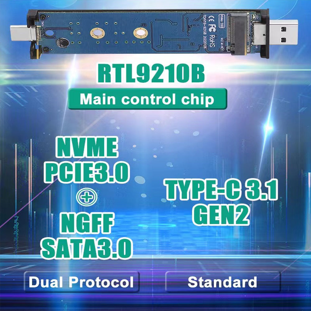 M.2 SSD Nvme NGFF Dual-protocol HDD Enclosure SATA External M.2 to USB / Type-C Interface SSD Case