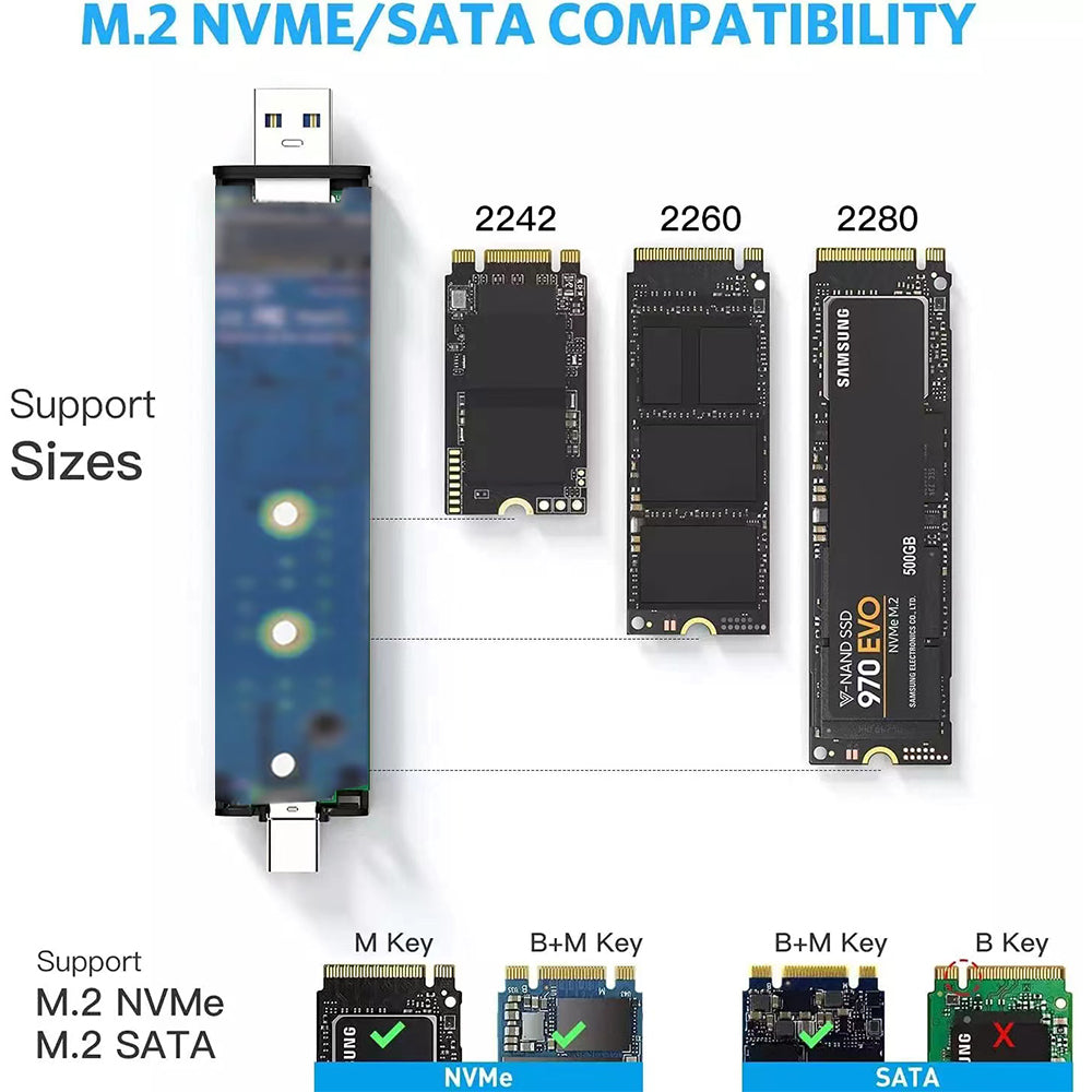 M.2 SSD Nvme NGFF Dual-protocol HDD Enclosure SATA External M.2 to USB / Type-C Interface SSD Case