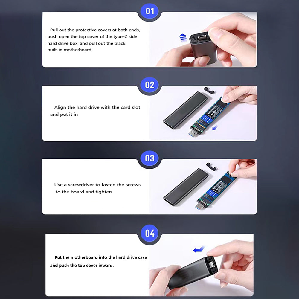 M.2 SSD Nvme NGFF Dual-protocol HDD Enclosure SATA External M.2 to USB / Type-C Interface SSD Case