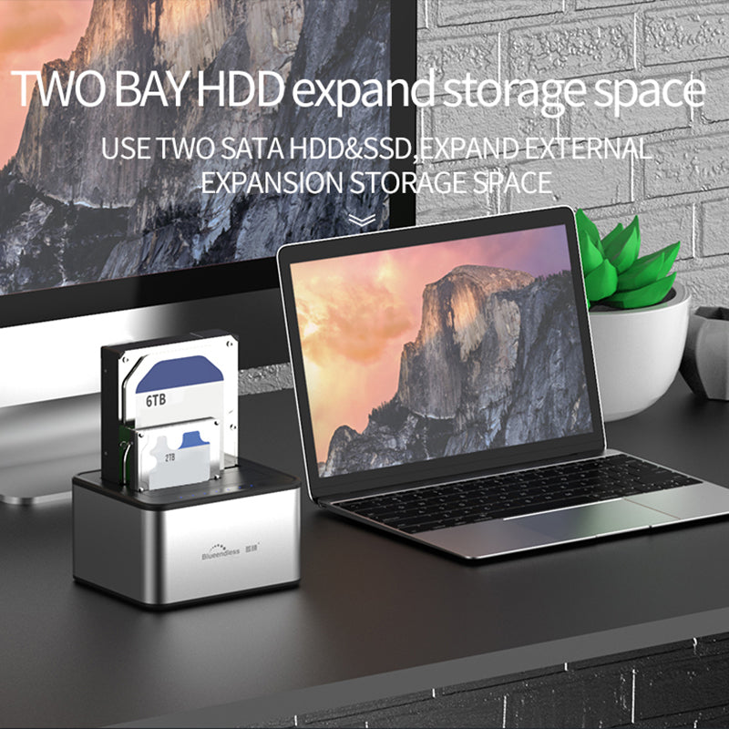 Uniqkart HD07A Dual-Tray Offline Duplicate Hard Drive Dock USB3.0 High-Speed Transmission Adapter