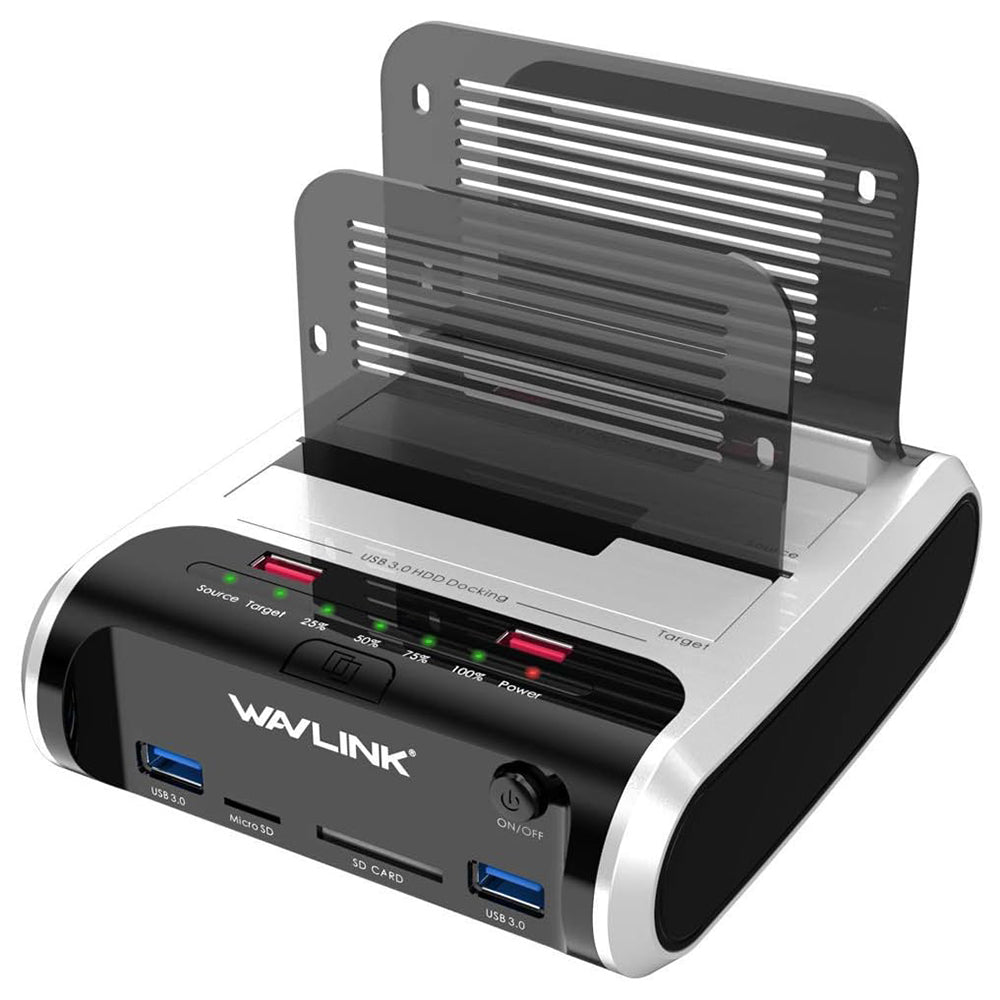 Uniqkart ST336A Dual Bay External Hard Drive Docking Station 2.5  / 3.5 inch SATA HDD with Offline Clone Function - UK Plug