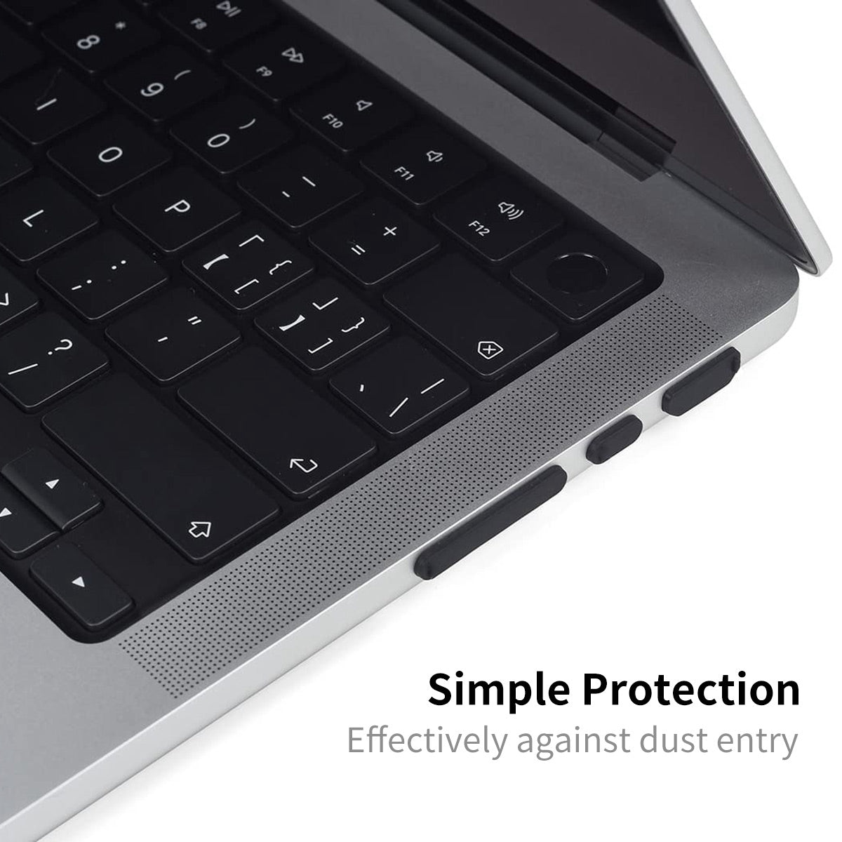Soft Silicone Dust Plug Cap Cover Set for MacBook Air 15 inch (2023) A2941 / 13 inch (2022) A268 / Pro 14-inch (2021) A2442  / 16 inch (2021) A2485 - Black