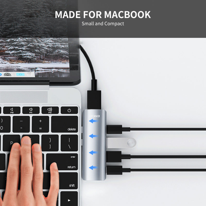 Dual Type-C Ports Docking Station USB-C Hub to USB3.0+USB2.0+USB-C+HD 4K+PD Charging Adapter for MacBook Pro / Air