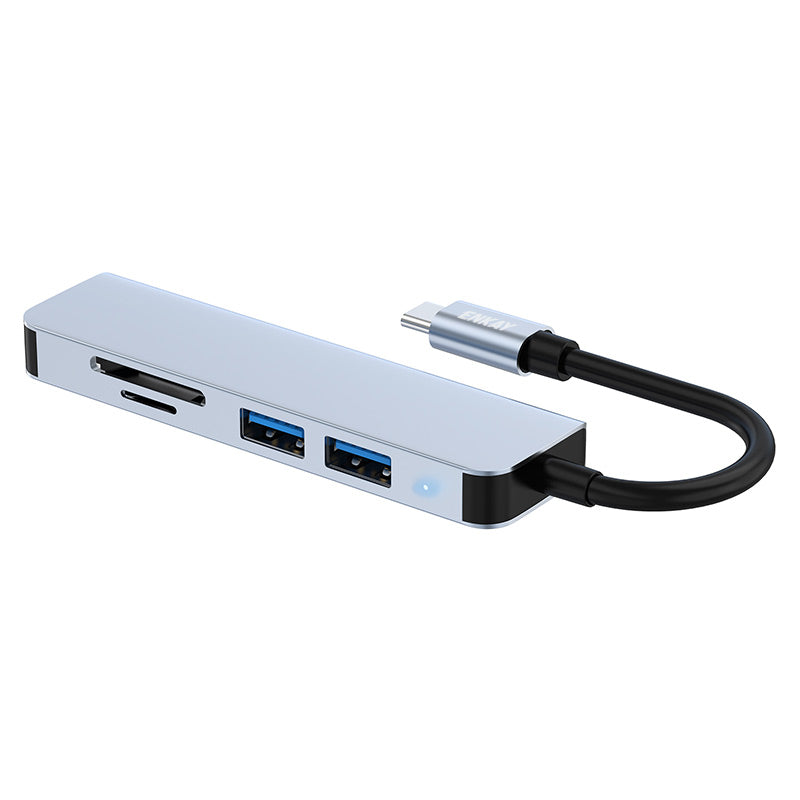 Type-C Hub Adapter 5-in-1 Multi-Port Converter to USB3.0 + 2xUSB2.0 + SD / TF Card Reader Compatible with Type-C Devices and OS Systems