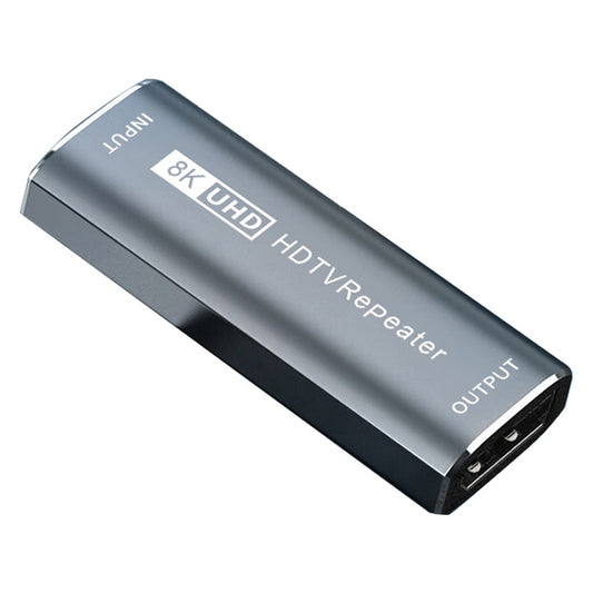 Uniqkart HDMI Female to Female Signal Amplifier 8K HD Clear TV Repeater Audio Video Sync 30m Extender Portable HDMI Adapter - Grey