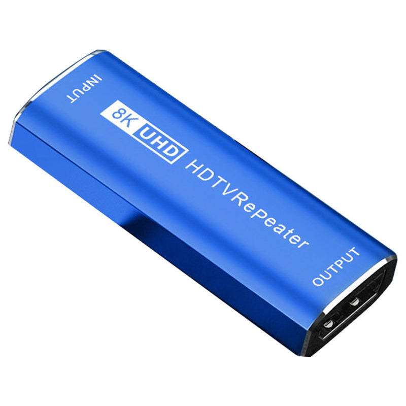 Uniqkart HDMI Female to Female Signal Amplifier 8K HD Clear TV Repeater Audio Video Sync 30m Extender Portable HDMI Adapter - Blue