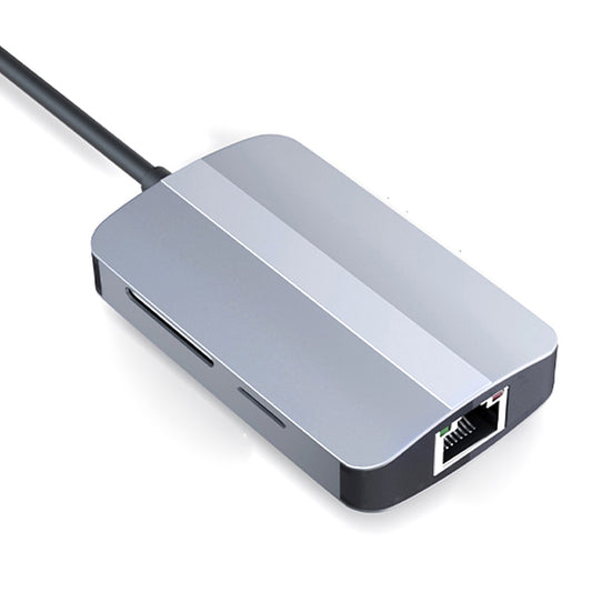 Uniqkart JSM-HUB018 5-In-1 Adapter Type-C Hub to 2xCard Reader Slots+USB 3.0+USB 2.0+RJ45 Port 100Mbps