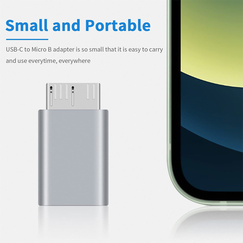 JUNSUNMAY Type-C Female to USB 3.0 Micro B Male Adapter Aluminium Alloy Converter for Hard Drive