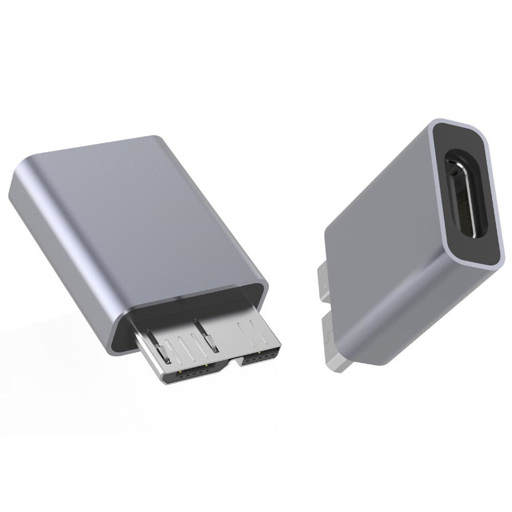 JUNSUNMAY Type-C Female to USB 3.0 Micro B Male Adapter Aluminium Alloy Converter for Hard Drive