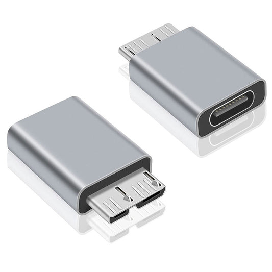 Uniqkart 2Pcs Type-C Female to USB 3.0 Micro B Male Adapter Aluminium Alloy Laptop PC Hard Drive Converter Connector