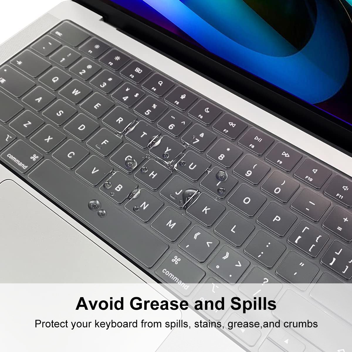 Keyboard Cover Soft TPU Keyboard Protector for EU Version MacBook Pro 14 inch (A2442) / Pro 16 inch (A2485) / Air 15 inch (2023) A2941 / 13 inch (2022) (A2681)