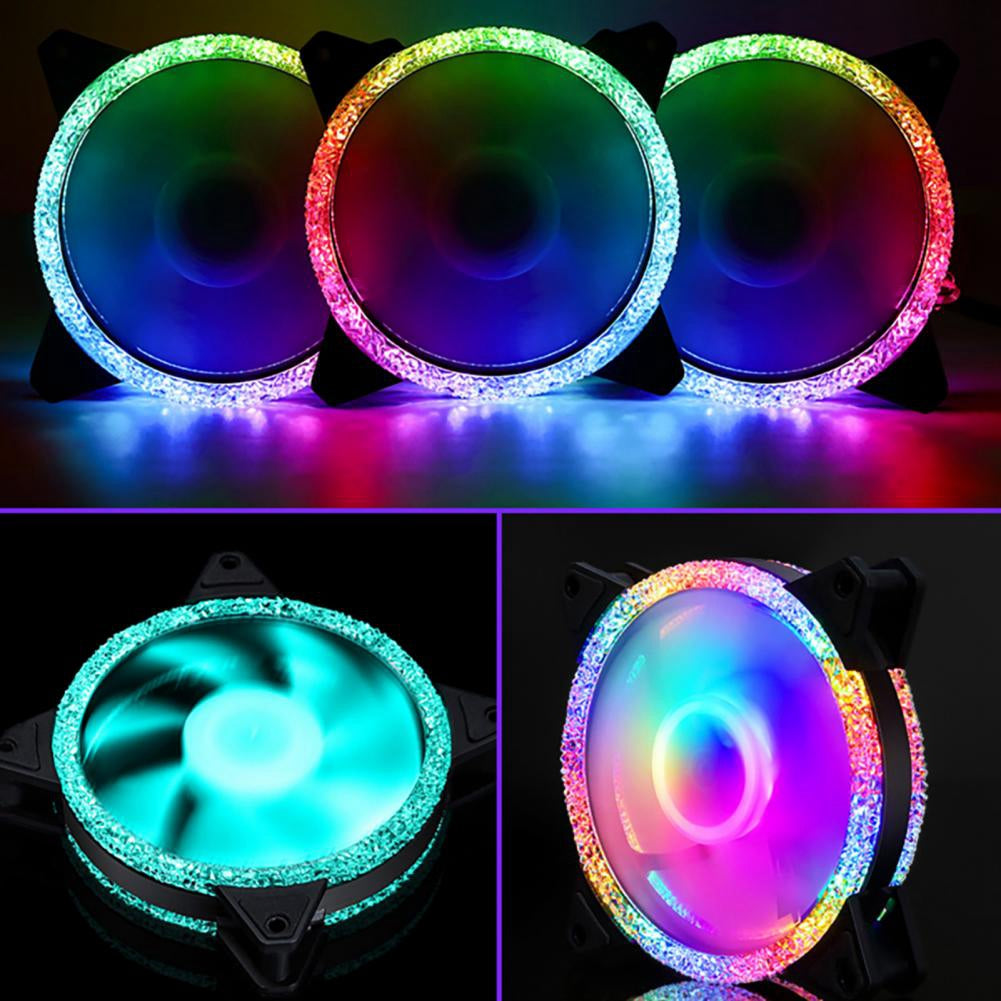12cm RGB PC Case Fan Ultra Quiet Long Life Gaming PC Cooling Fan 3+4-Pin Adjustable Color LED Fan for Radiator CPU Cooler Computer Case