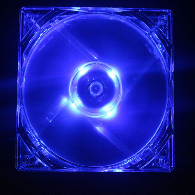 120mm Crystal Clear Computer Fan Color Lighting 4Pin Cooling Fan for 4Pin CPU, Water-Cooling Radiator Low Noise Fan - Transparent Blue Light