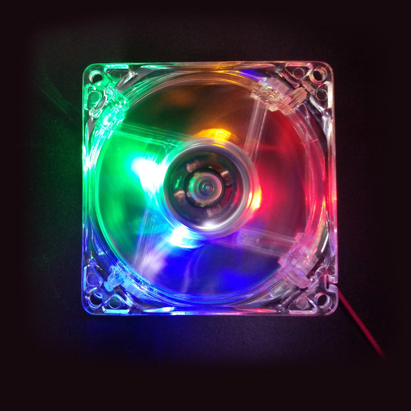 80mm Crystal Clear Cooling Fan 4Pin Computer Fan with Color Lighting for 4Pin CPU, Water-Cooling Radiator Low Noise Fan - Transparent Colorful Light