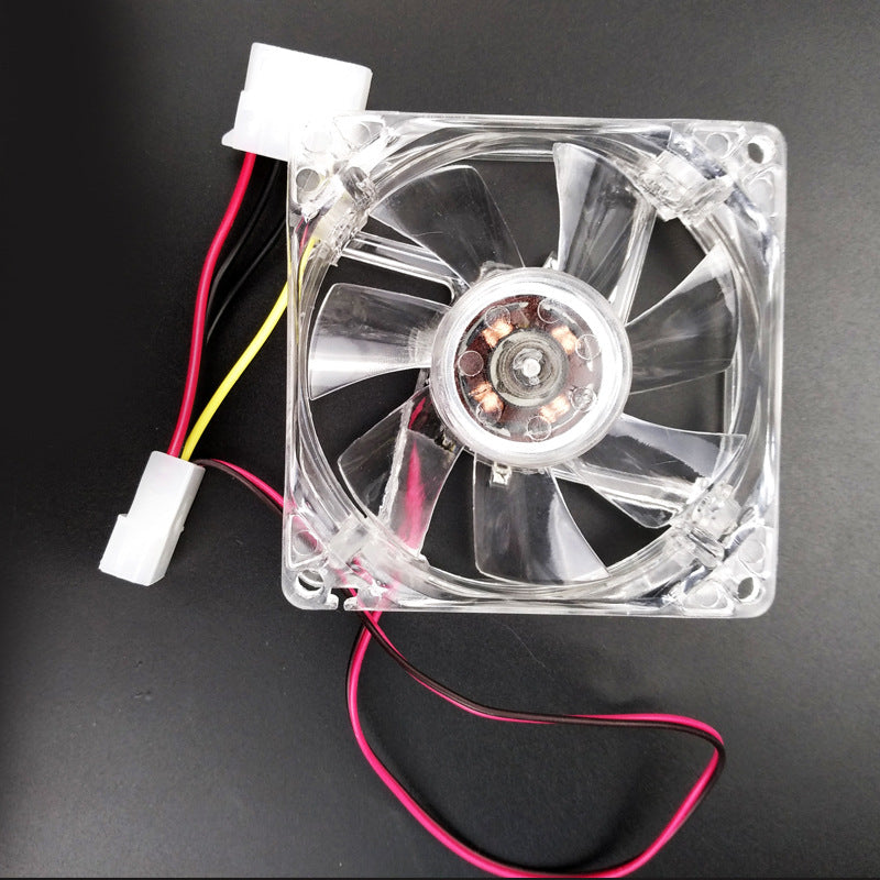 80mm Crystal Clear Cooling Fan 4Pin Computer Fan with Color Lighting for 4Pin CPU, Water-Cooling Radiator Low Noise Fan - Transparent Colorful Light