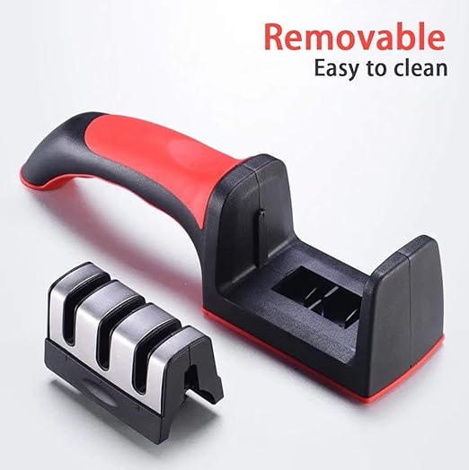 UNIQKART Kitchen Chef Knife Sharpener 3 Stage Steel Diamond Ceramic Coated Kitchen Sharpening Tool(Black)