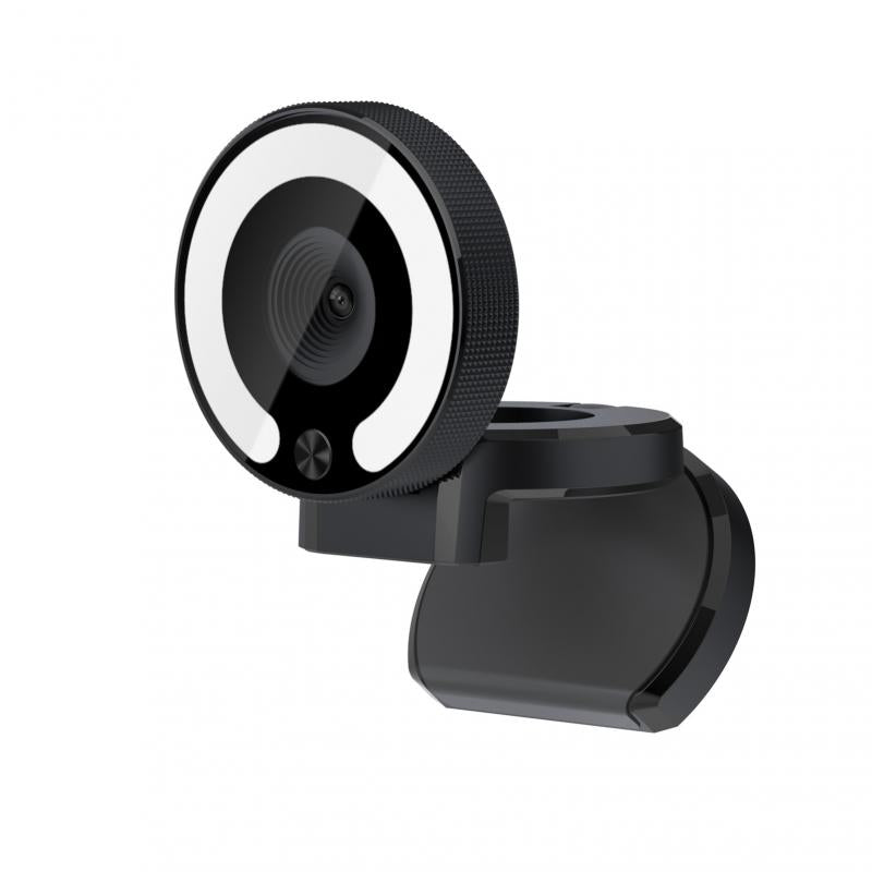 2K HD USB Webcam Auto Focus with Microphone and 3-Color Ring Light for PC Laptop