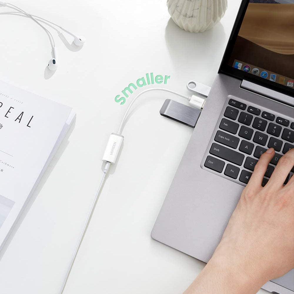 Uniqkart 30712 USB External Sound Card Audio Adapter with 3.5mm AUX Jack Stereo Converter for Headphone/Mac/PS5/PC/Laptop/Windows/Linux