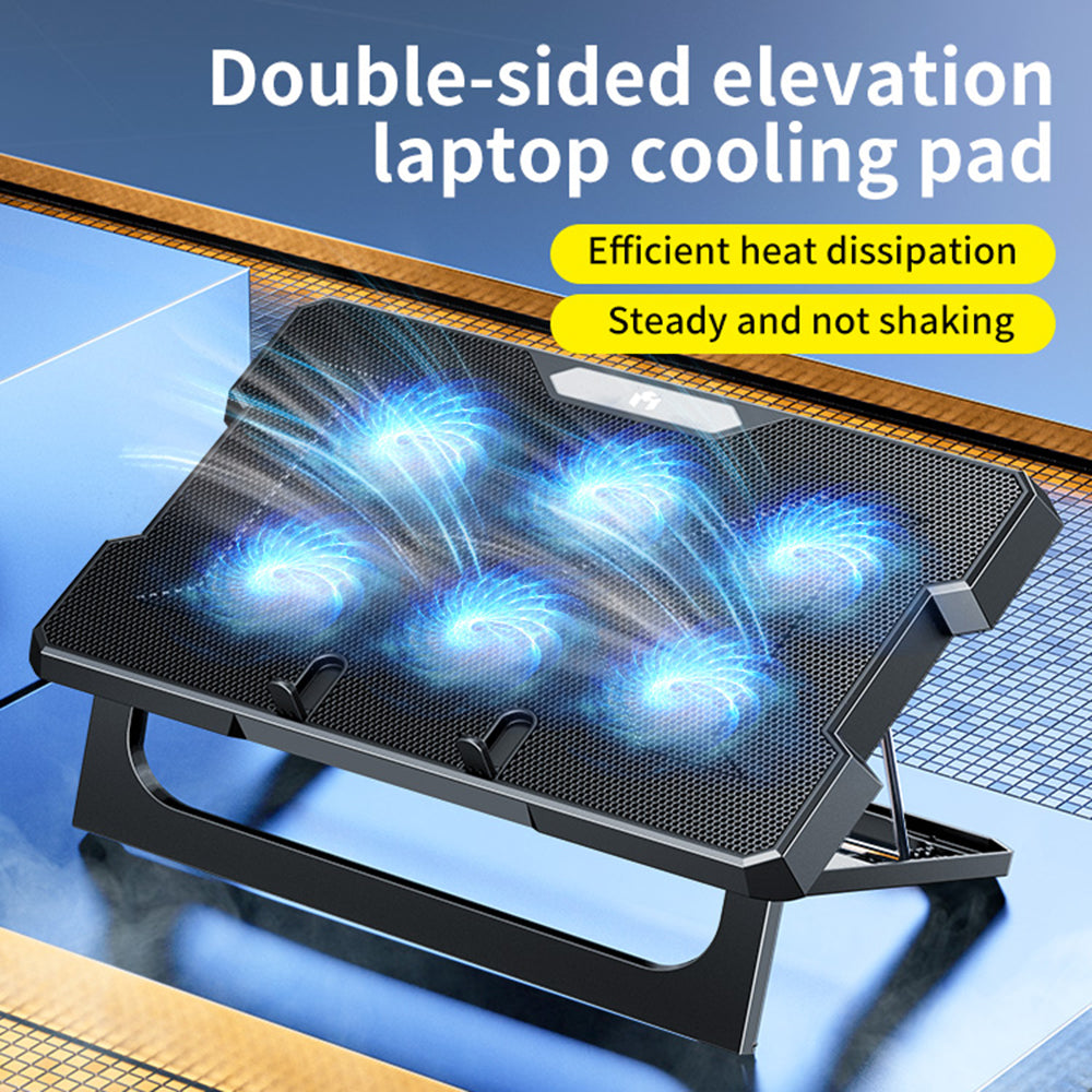 MCHOSE CR169 Laptop Cooler Cooling Pad Portable Height Adjustable Laptop Cooling Fan Stand Holder Riser Compatible with MacBook Air Pro Dell HP Laptop Notebook Under 18inch