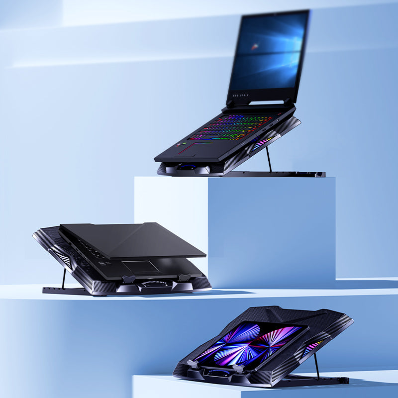 Uniqkart SR08 Notebook Computer Cooling Pad Laptop Cooler Cooling Fan Desktop Laptop Riser Stand for Gaming Working