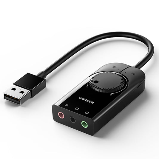 Uniqkart 40964 0.15m USB Audio Card with 3.5mm Audio/Microphone Jack Audio Adapter Sound Card for PC PS5/4