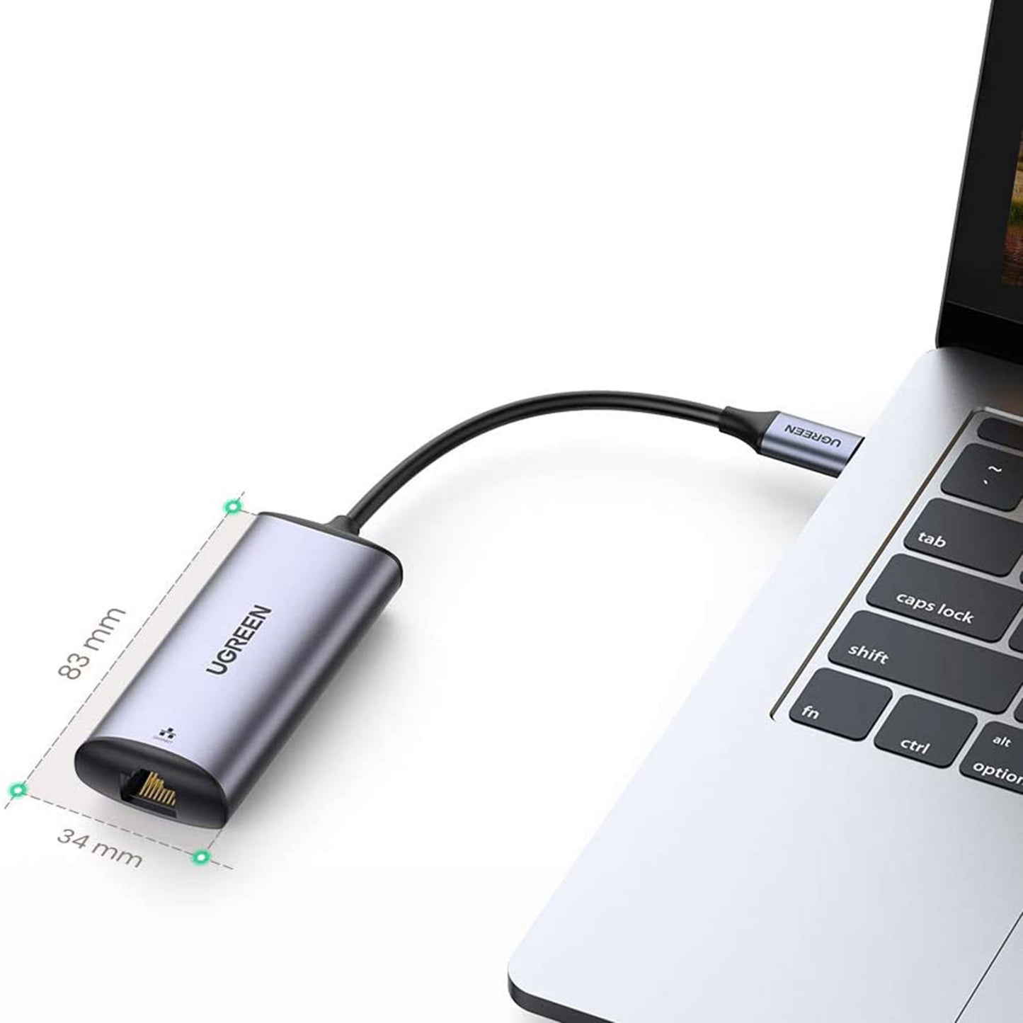 UGREEN 70446 USB C to 2.5G Ethernet Adapter Type C to 2.5 Gigabit Network Thunderbolt 3 RJ45 LAN 2.5Gbps Converter Compatible with MacBook Pro/MacBook Air/iPad Pro/Surface Pro 7/Dell XP15 13 Windows
