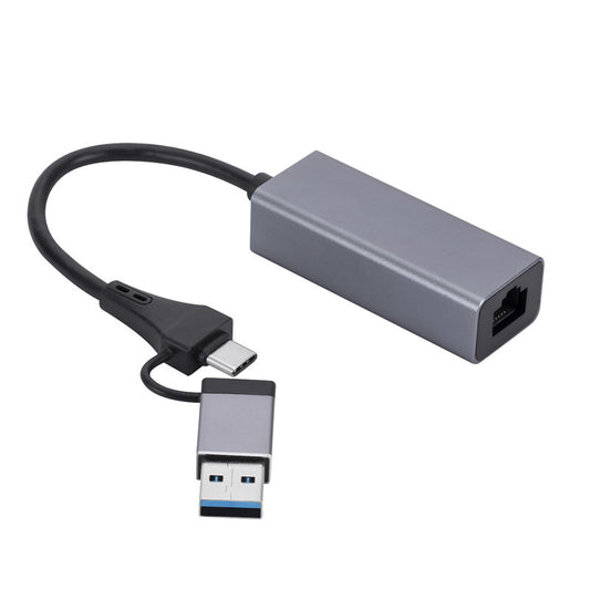 SL-017 Type C+USB 3.0 to 1000 Gigabit Ethernet Hub RJ45 Wired Network Adapter for Macbook / Notebook / PC
