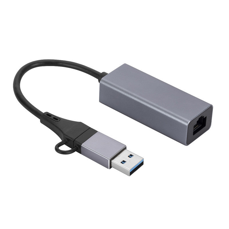 SL-017 Type C+USB 3.0 to 1000 Gigabit Ethernet Hub RJ45 Wired Network Adapter for Macbook / Notebook / PC