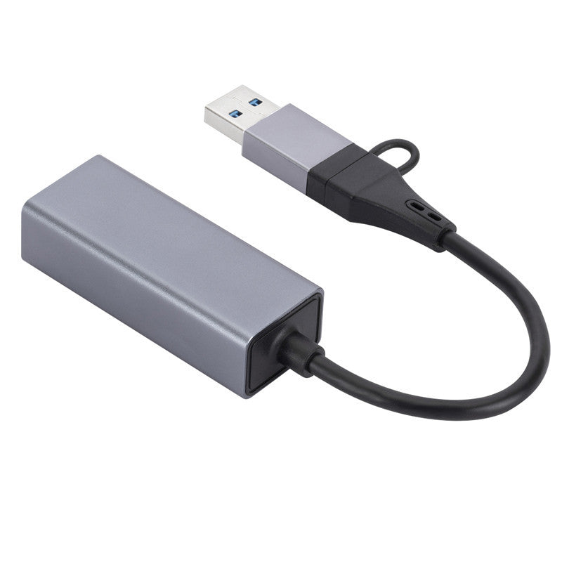 SL-017 Type C+USB 3.0 to 1000 Gigabit Ethernet Hub RJ45 Wired Network Adapter for Macbook / Notebook / PC