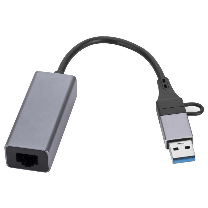 SL-017 Type C+USB 3.0 to 1000 Gigabit Ethernet Hub RJ45 Wired Network Adapter for Macbook / Notebook / PC