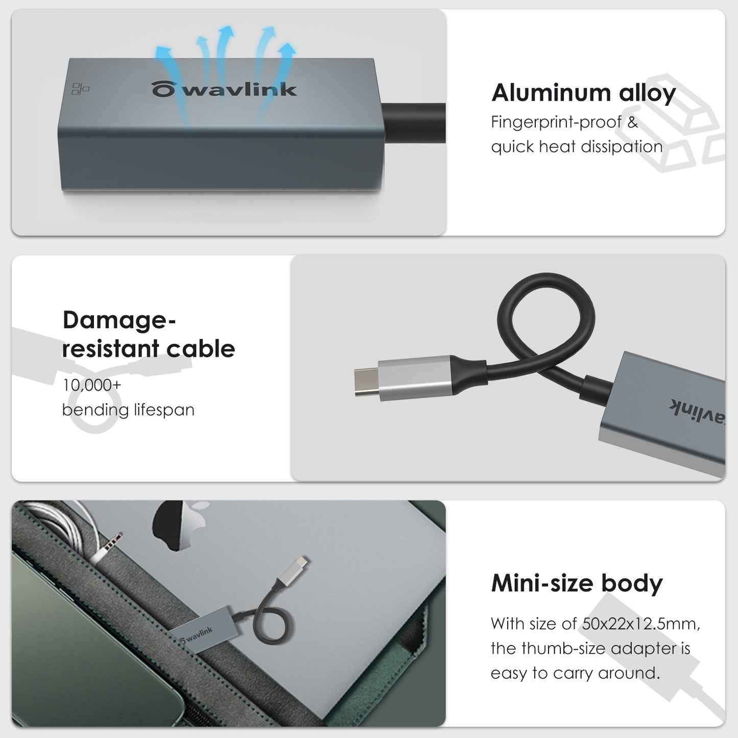 Uniqkart NWU329GC Gigabit Ethernet Adapter USB-C to RJ45 LAN Network Cable Converter