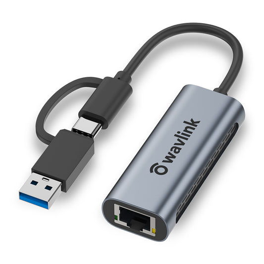 Uniqkart NWU330GCA 2.5G USB-C to RJ-45 Ethernet Adapter 2-in-1 Network Converter