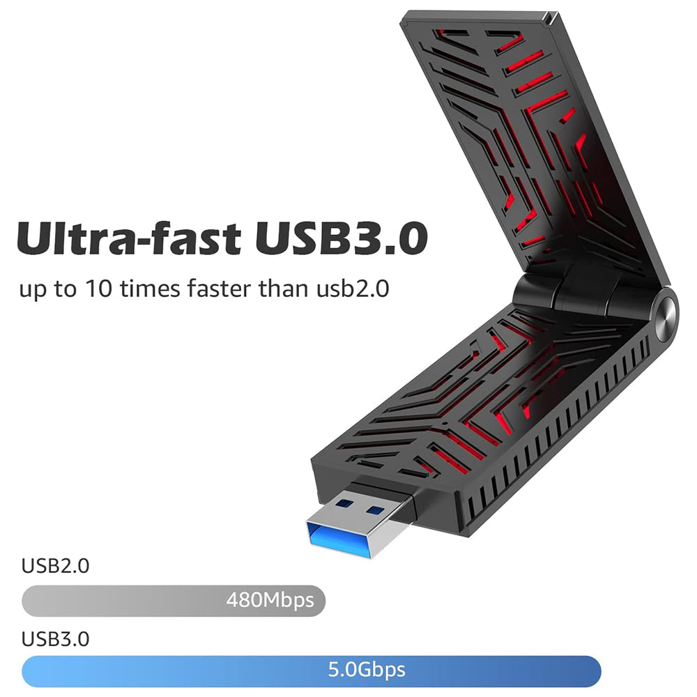 Uniqkart WN690X1 AX1800 Faster WiFi 6 Wireless-AX USB3.0 Adapter Dual Band Network Adapter for PC Computer