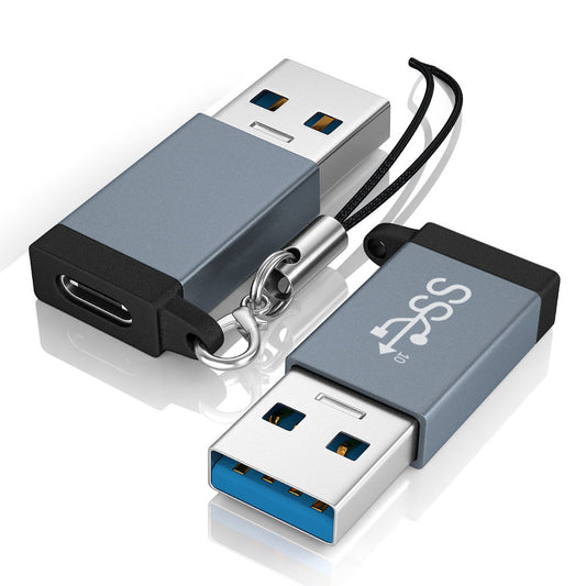 USB Male to Type-C Female Convertor Dual-Sided 10Gbps Data Transmission and Charging Function Adapter - Grey
