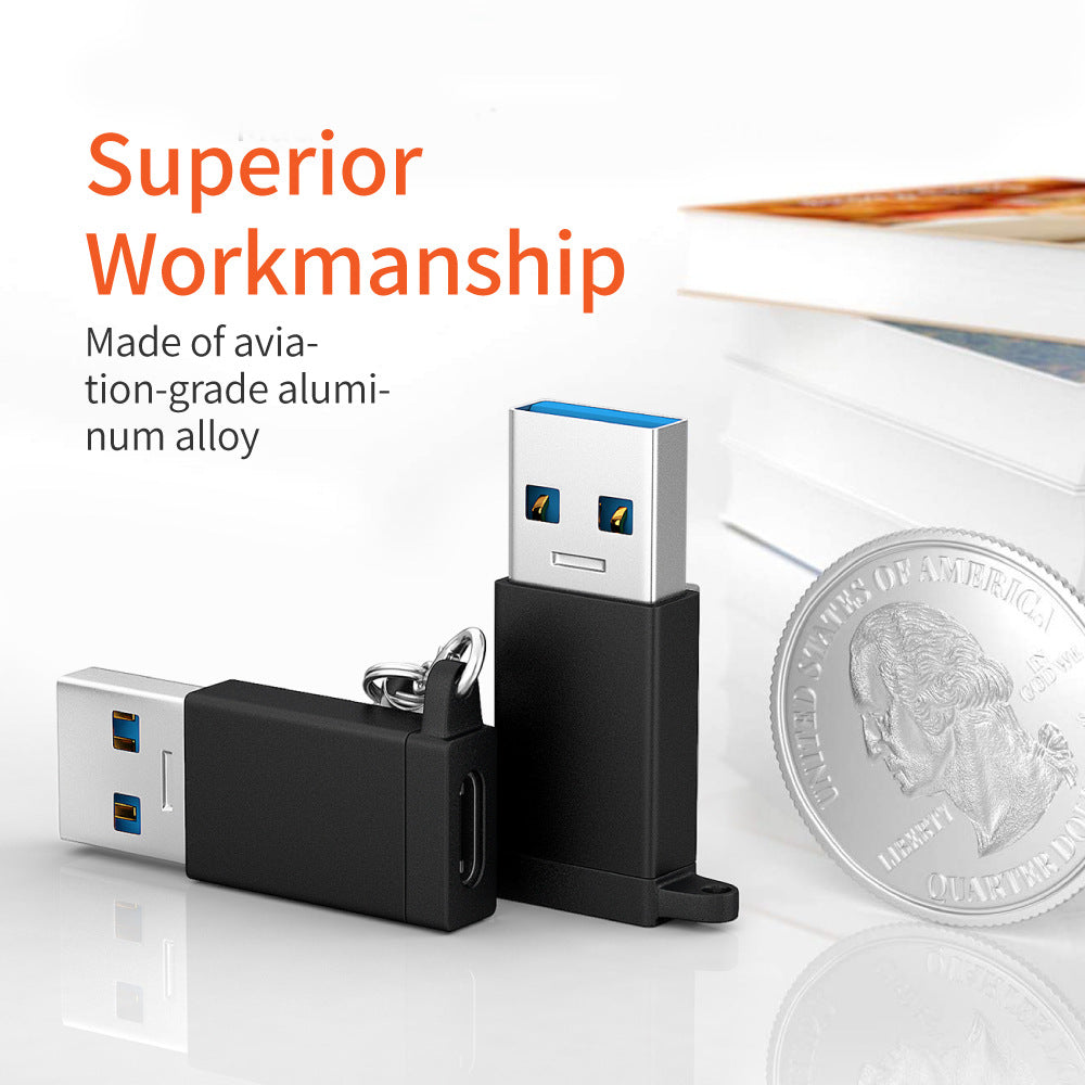 USB Male to Type-C Female Convertor Dual-Sided 10Gbps Data Transmission and Charging Function Adapter - Grey