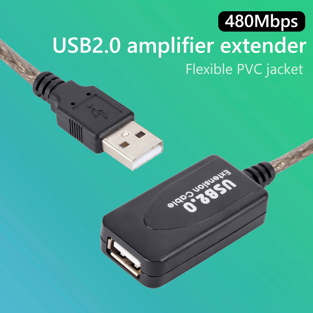 5m USB Adapter Cord 480Mbps High-speed Data Transmission Extender Cable Male to Female USB 2.0 Extension Cable Active Repeater Cable