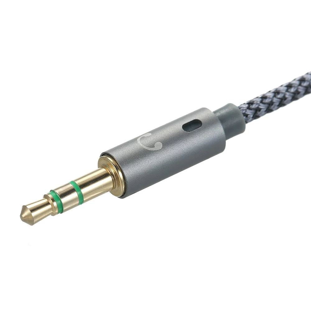 25cm 2 in 1 Audio Adapter Cable Dual 3.5mm Male to 3.5mm Female Braided Cable with Gold Plated Connector for PC Laptops - Grey