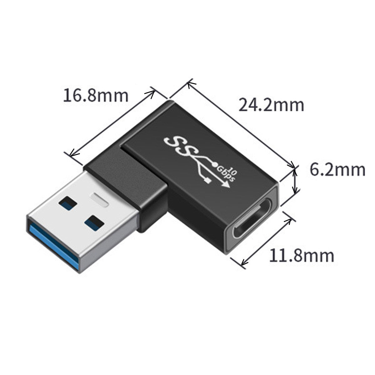UC-081 3Pcs/Set USB-C to USB-A + USB-A to USB-A Elbow USB3.0 Converter Data Transfer Charging Adapter